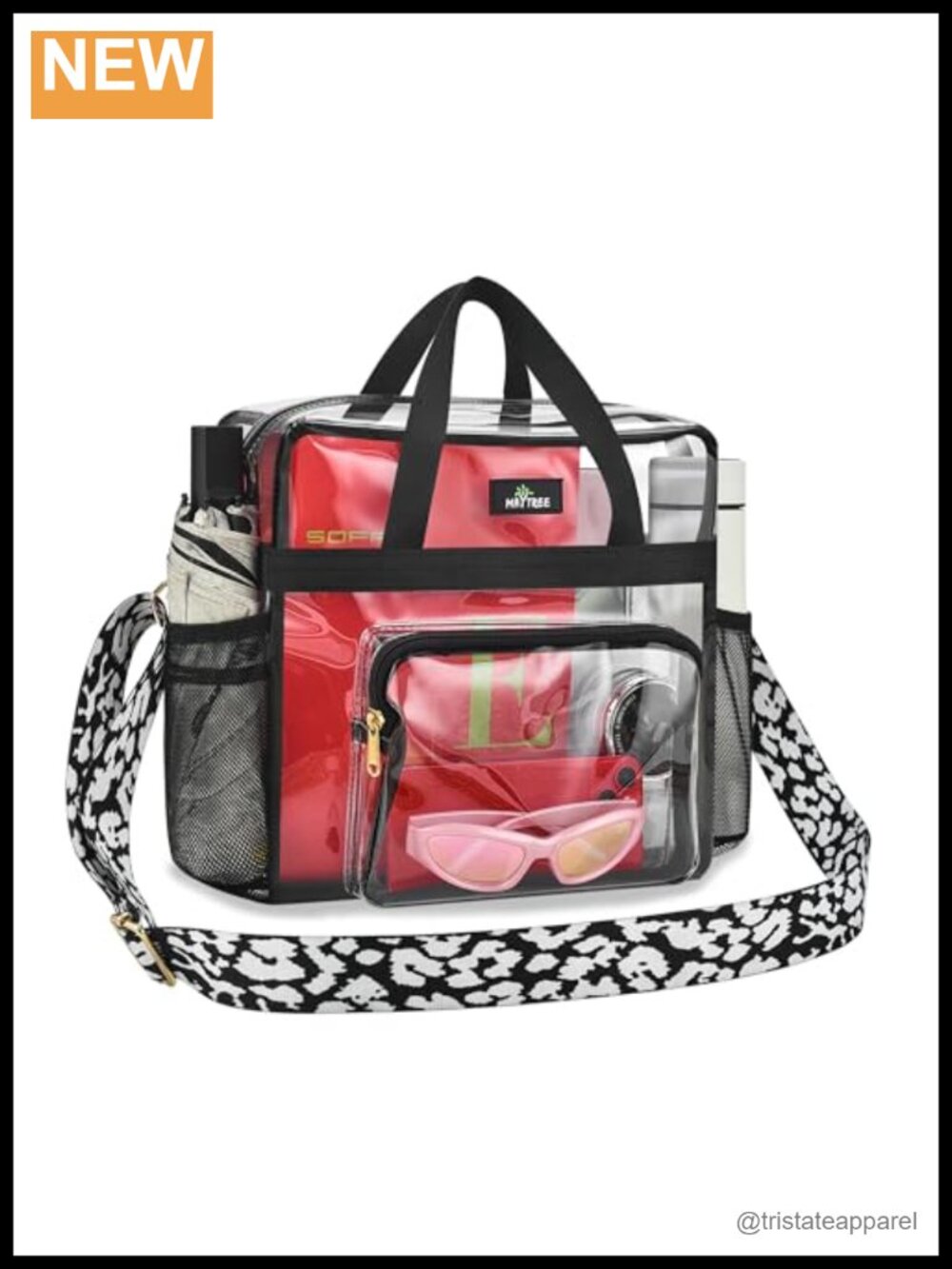 Clear Stadium Approved Tote Bag 12x6x12 PVC Work Lunch Carry All with Strap